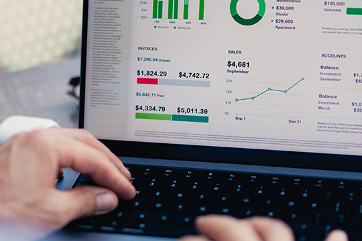 Basware Portrait 2 closeup of charts on laptop